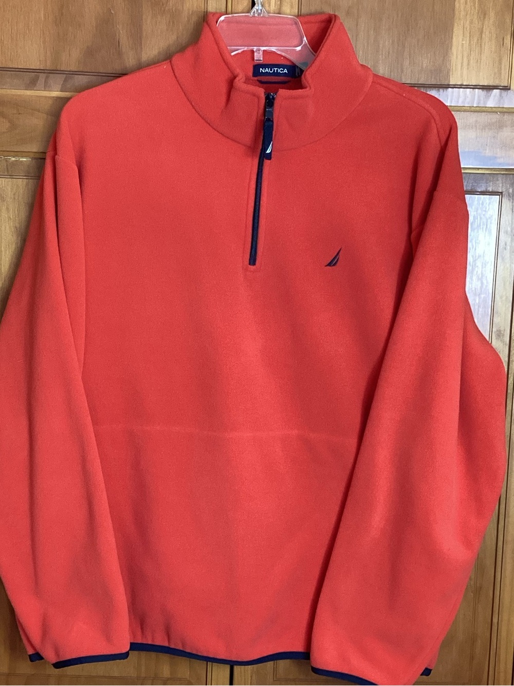 Nautica Fleece Pullover Orange Black Quarter-Zip Size XL